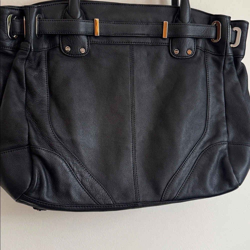 Rachel Zoe Elegant Black Leather Tote Bag - Picture 6 of 8